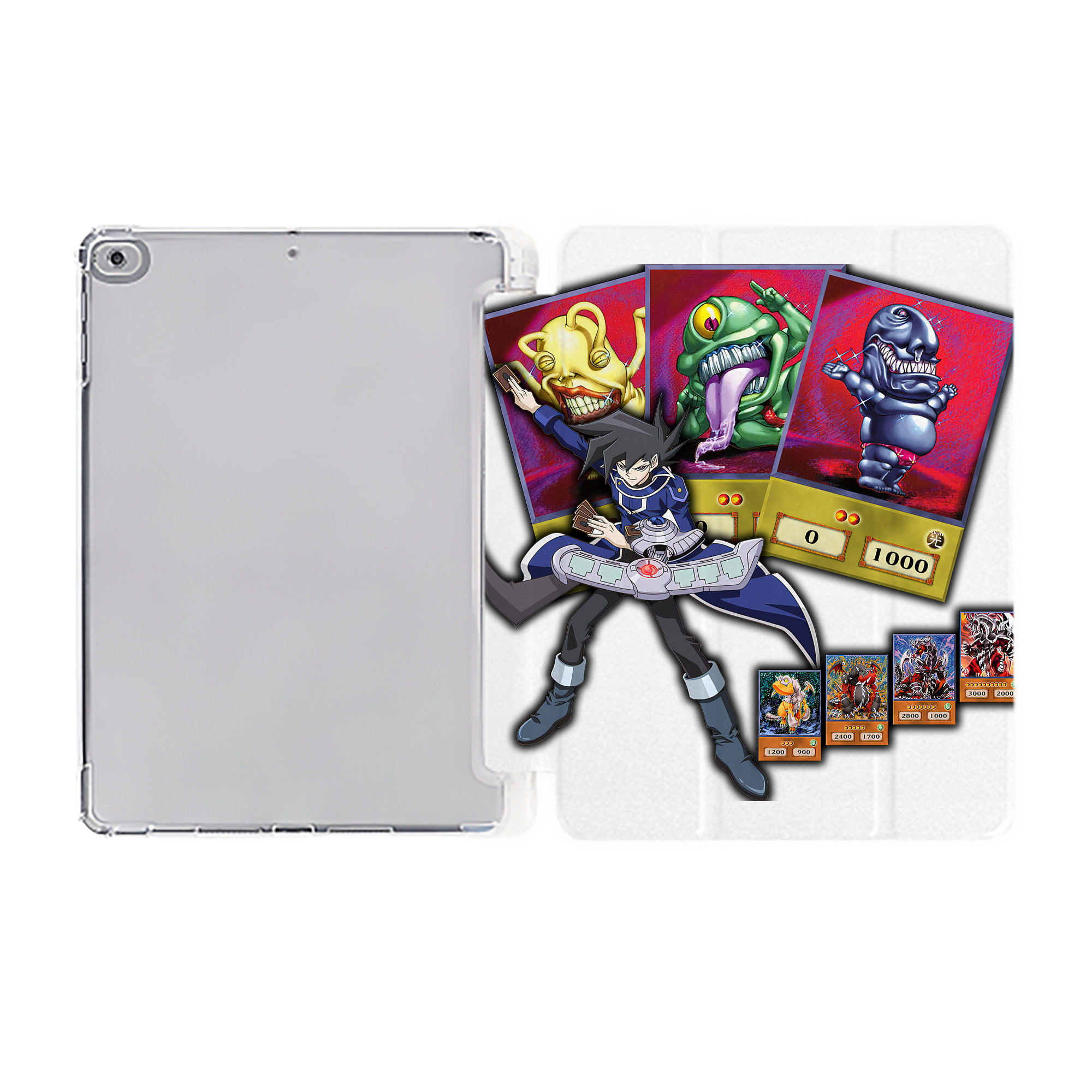 （画像用） 遊☆戯☆王 Yu-Gi-Oh! IPad ケース ペン収納付き 三つ折りスタンド PUレザー×シリコン 対応機種9.5/10.5/10.9インチ